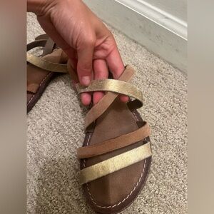 Splendid Metallic Gold and Tan Sandals